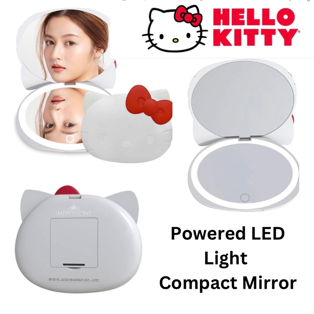 NEW Super Cute Kawaii Hello Kitty Battery-Powered LED Light Compact Mirror